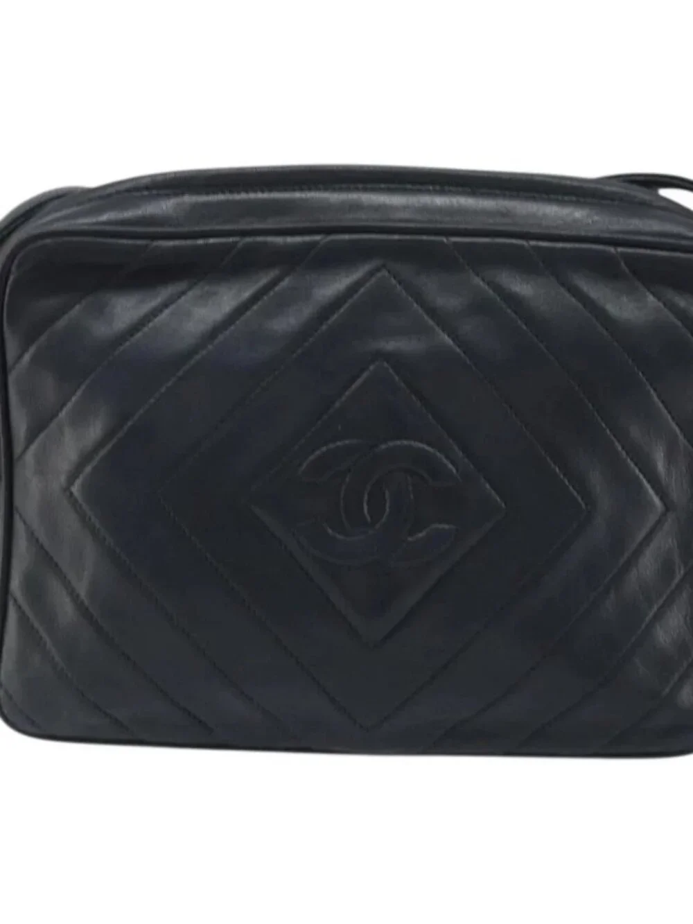 CHANEL Matelasse Shoulder Bag Lamb Skin Black Gold CC Auth gh1958